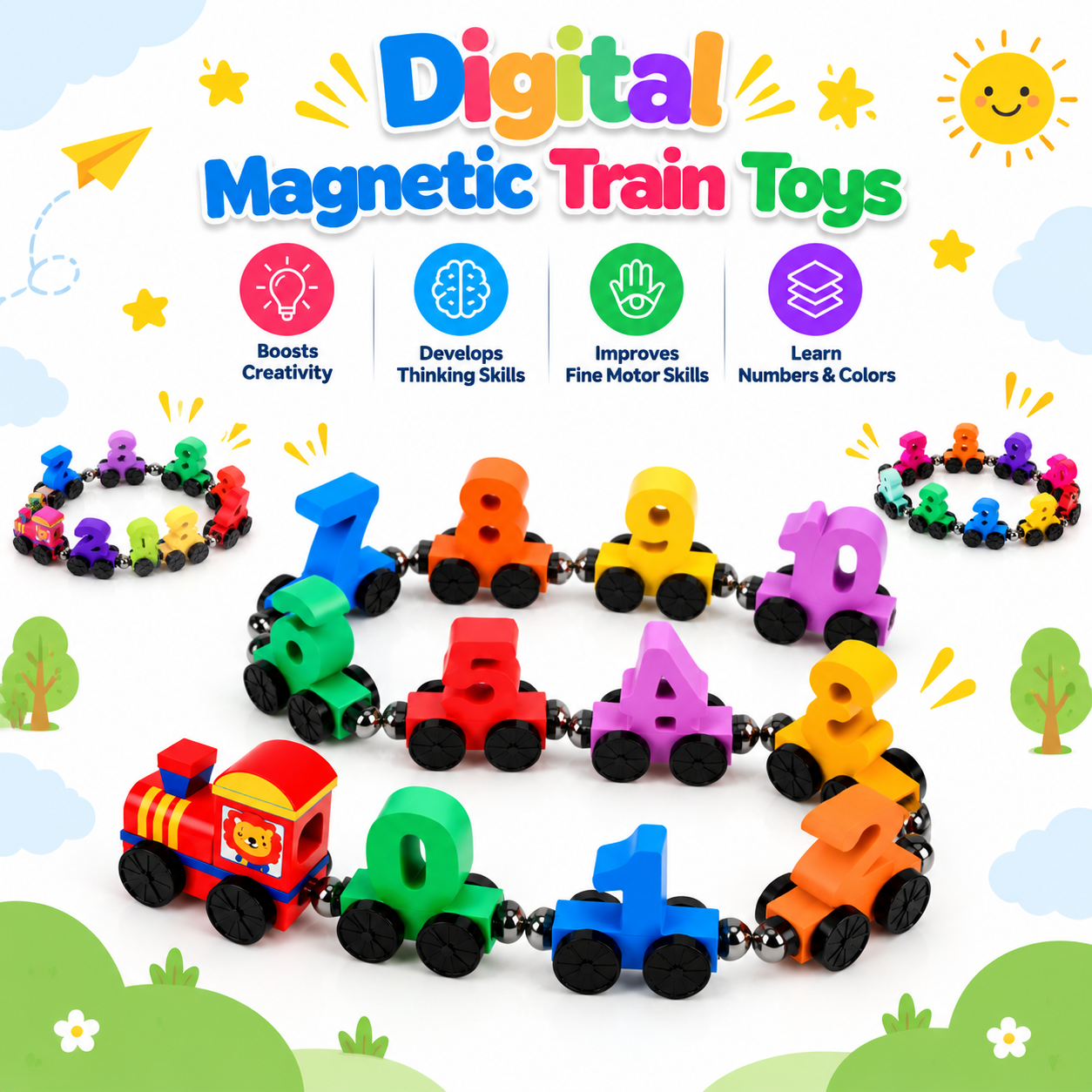 Little Magnetic Digital Train Toy (12 Pcs)