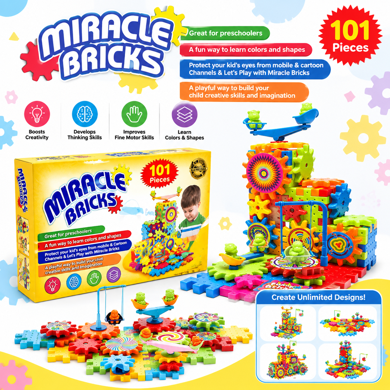 Miracle Bricks 101 Pcs | Creative DIY Building Toy for Kids